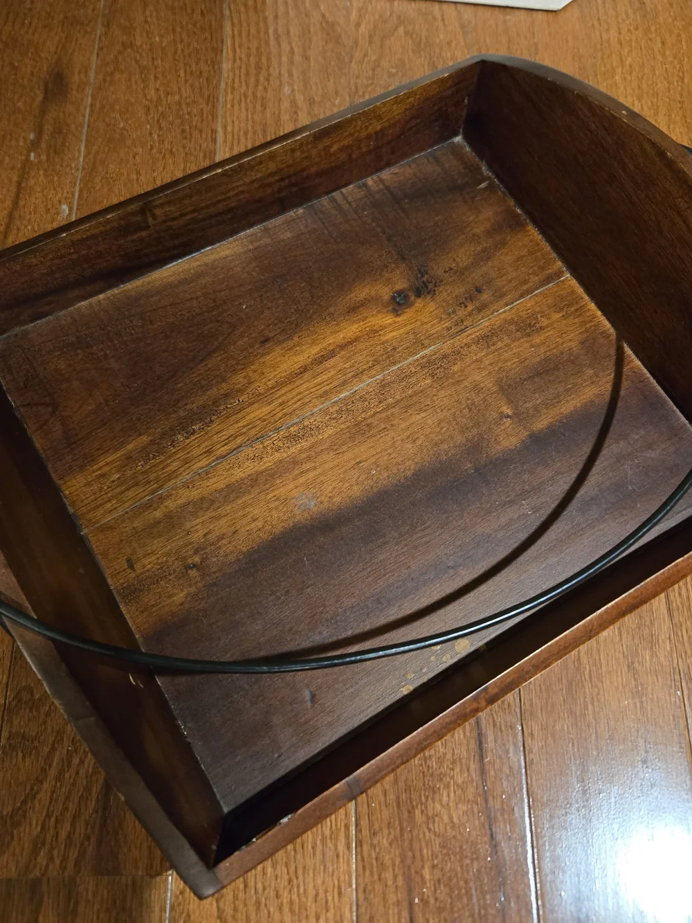 Farmhouse Style Wood & Metal Serving Tray w/ Black Swing Handle, Rooster Accent